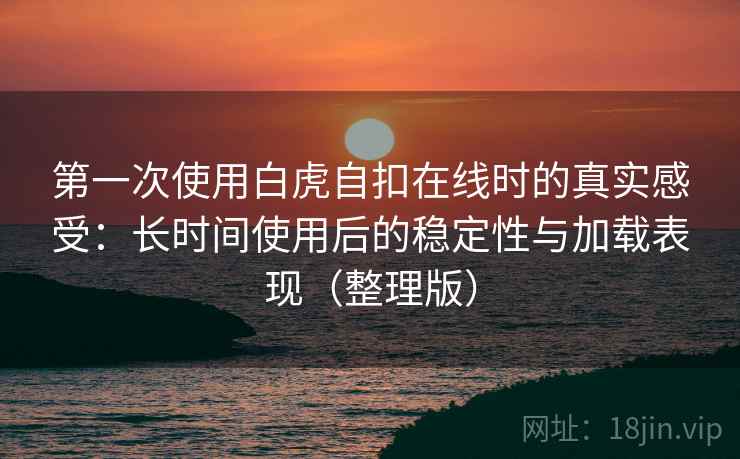 第一次使用白虎自扣在线时的真实感受：长时间使用后的稳定性与加载表现（整理版）