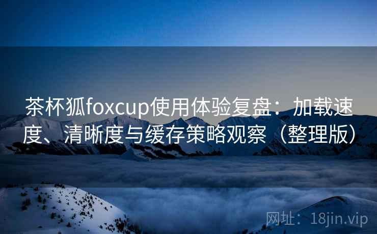 茶杯狐foxcup使用体验复盘：加载速度、清晰度与缓存策略观察（整理版）